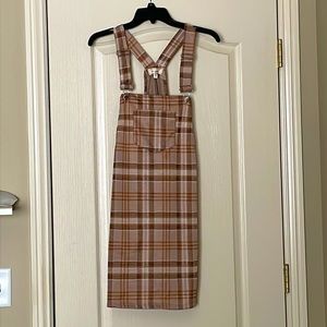 Cute Plaid A-Line Overall dress